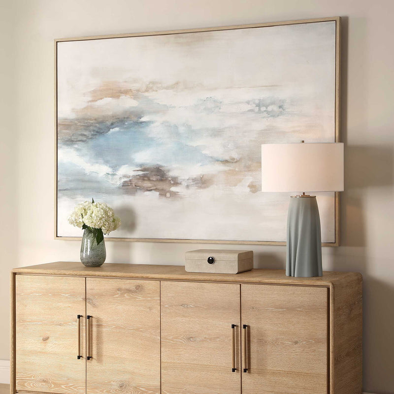 Chasing Blue - Coastal Canvas Art - Blue / Brown / Gray / White