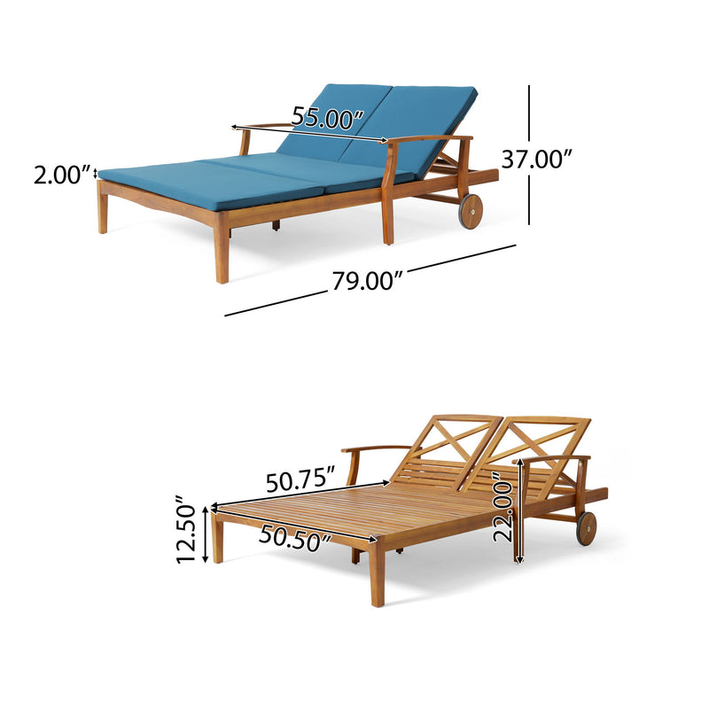 Etherealize - Outdoor Adjustable Double Chaise Lounge With Water Resistant Cushions - R&R Furniture Gallery (Fountain Valley, CA)