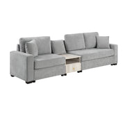 Noble House modular stationary sofa with storage armrest and center console, featuring plush cushions and contemporary design.
