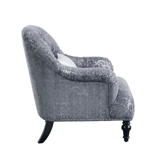 Gaura - Chair With Pillow - Dark Gray Velvet - R&R Furniture Gallery (Fountain Valley, CA)