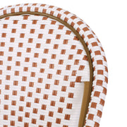 Noble House outdoor rattan and aluminum French bistro chair set with woven seats and curved backrests on a patio.