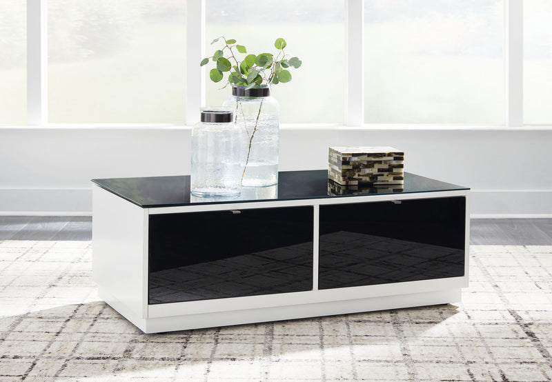 Gardoni - Rectangular Cocktail Table - White / Black - R&R Furniture Gallery (Fountain Valley, CA)