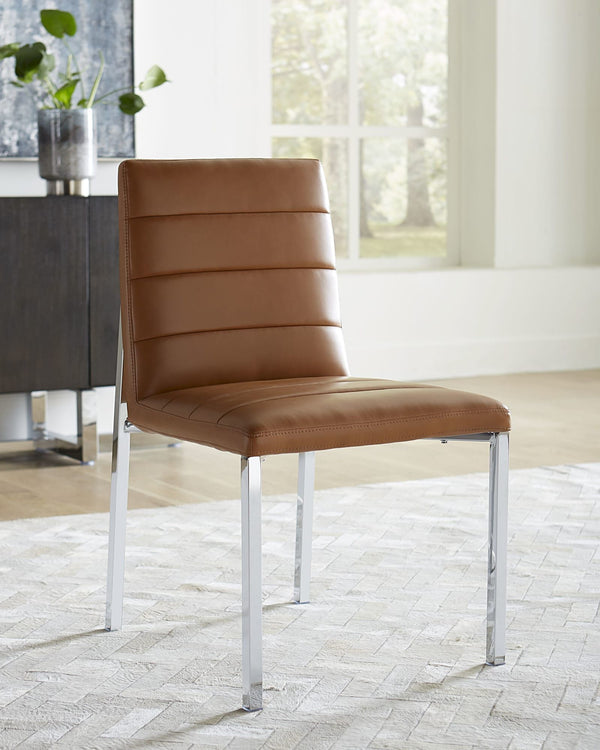 Amalfi Metal Back Chair in Cognac Leather