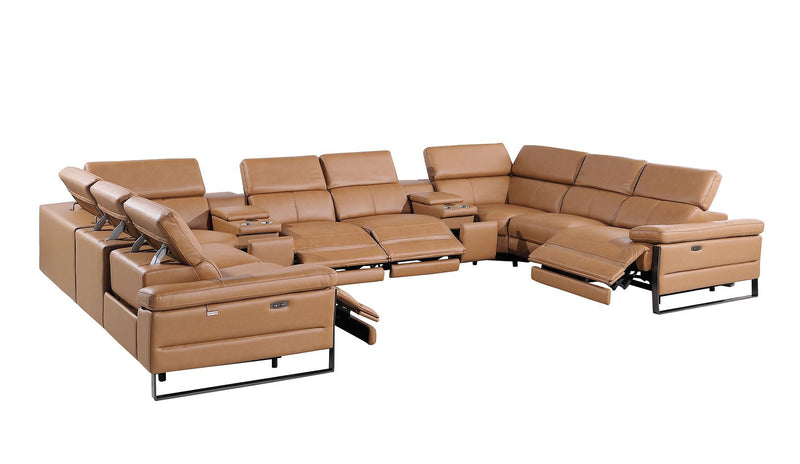 1246 - 10-Piece U-Shaped Modular Power Reclining Sectional With 4 Power Recliners And Power Headrests