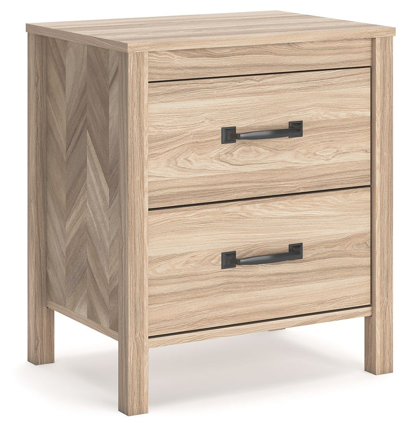 Battelle - Two Drawer Night Stand - Tan - R&R Furniture Gallery (Fountain Valley, CA)
