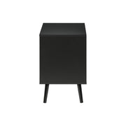Modern 8th Street accent table with storage drawers, featuring a sleek design and wooden finish, placed in a living room setting.
