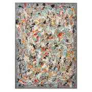 Hand painted canvas art by Uttermost featuring an Organized Chaos design in pearl silver tones.