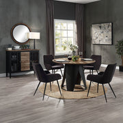 Zudora - Round Dining Table - Antique Oak & Black - R&R Furniture Gallery (Fountain Valley, CA)