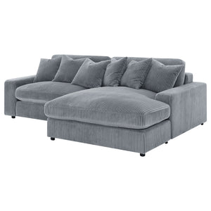 Marcus - Fog Track Arms Reversible Sectional With Pillows - Fog