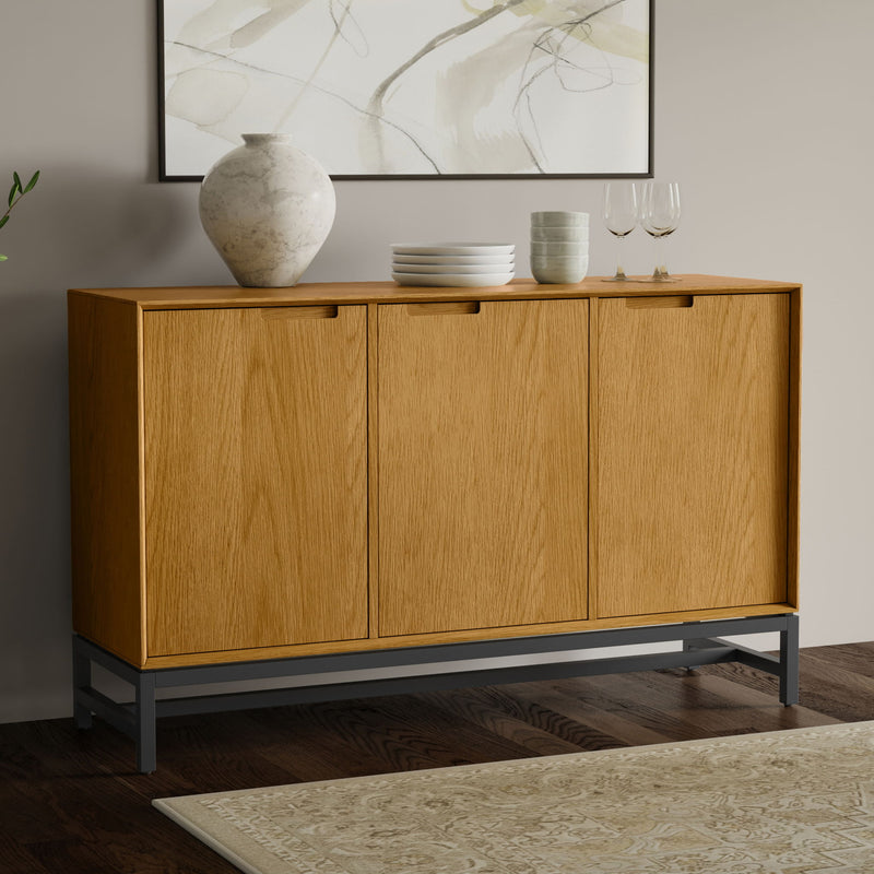 Banting Solid Wood Sideboard Buffet with Metal Frame — Modern Industrial Dining Room Storage - R&R Furniture Gallery (Fountain Valley, CA)