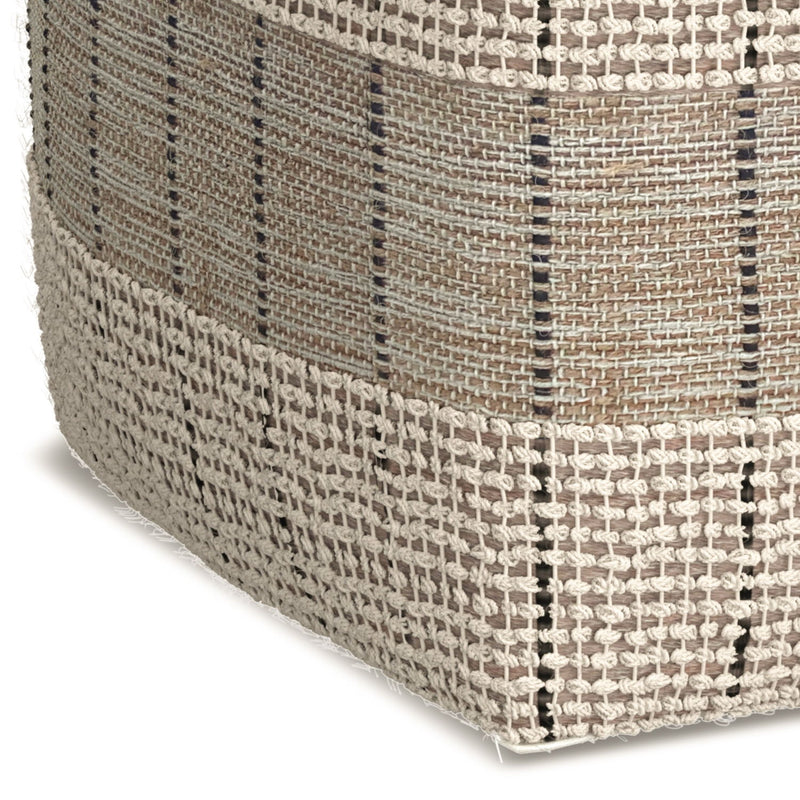 Elmer - Square Woven Pouf - Natural / Gray - R&R Furniture Gallery (Fountain Valley, CA)