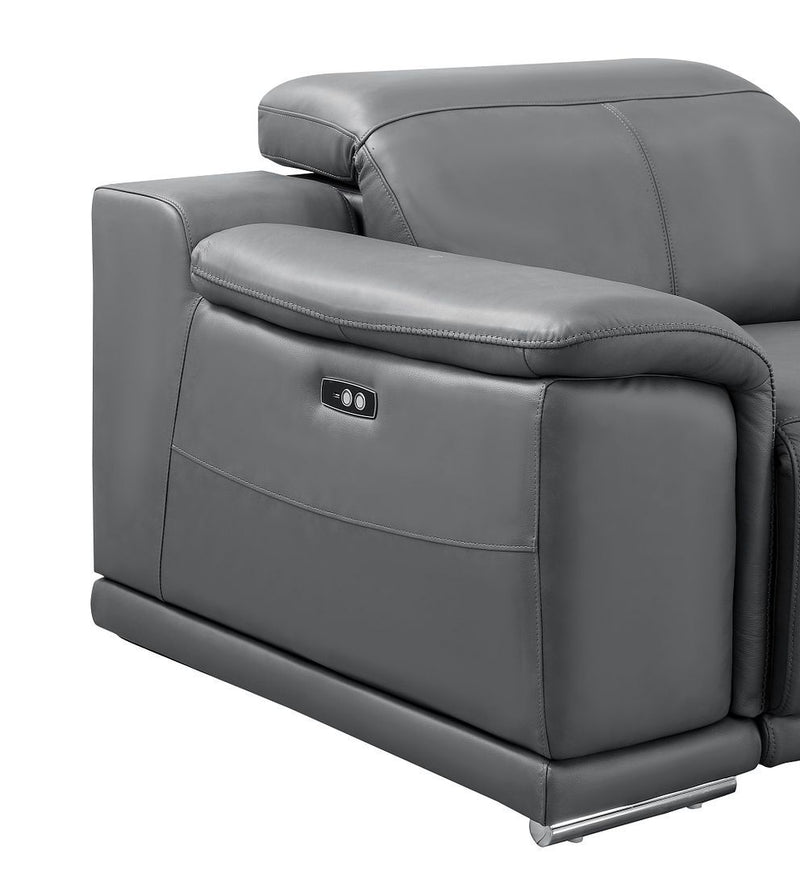 2679 - Power Reclining Sofa, Console Loveseat & Chair Set In Genuine Leather (5 Recliners)