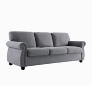 Soft Sofa, Upholstered 3 Seater Couch With High Density Foam, Loose Back Cushions And Turned Legs - R&R Furniture Gallery (Fountain Valley, CA)