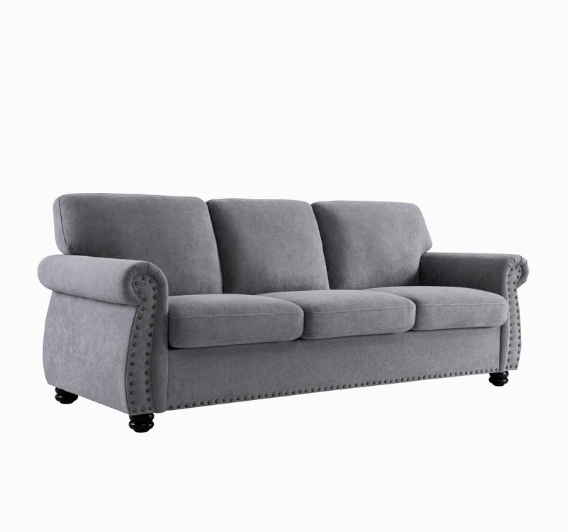 Soft Sofa, Upholstered 3 Seater Couch With High Density Foam, Loose Back Cushions And Turned Legs - R&R Furniture Gallery (Fountain Valley, CA)