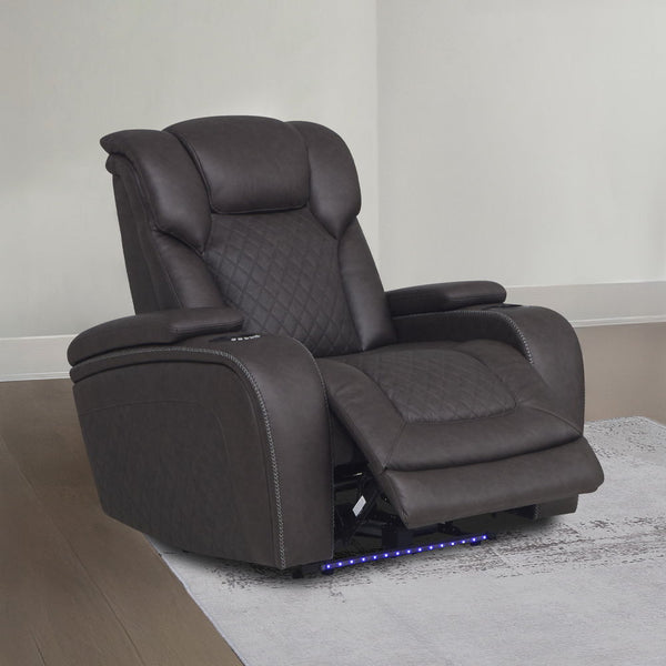Wendell - Power Motion Recliner With Storage, USB & LED - Dark Gray