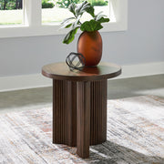 Korestone - Round End Table - Dark Brown - R&R Furniture Gallery (Fountain Valley, CA)
