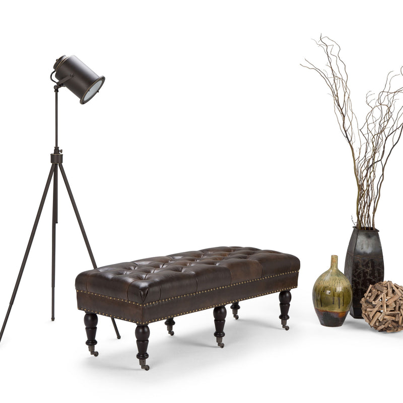 Henley - Tufted Ottoman Bench - Distressed Brown - R&R Furniture Gallery (Fountain Valley, CA)