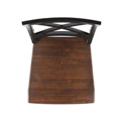 Set of two Noble House Plethora dining chairs featuring X-shaped back design and wooden legs.