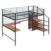 Loft Bed With Desk And Grid, Stylish Frame With Lateral Storage Ladder And Wardrobe - R&R Furniture Gallery (Fountain Valley, CA)