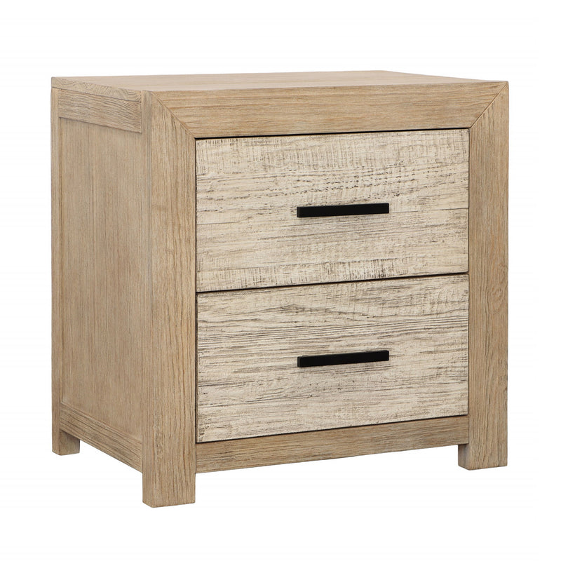 Roux - Double Drawer Nightstand - Light And Gray Warm Wash