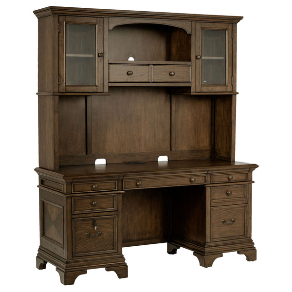 Stigham - 5 Drawer Credenza With Hutch - Oak