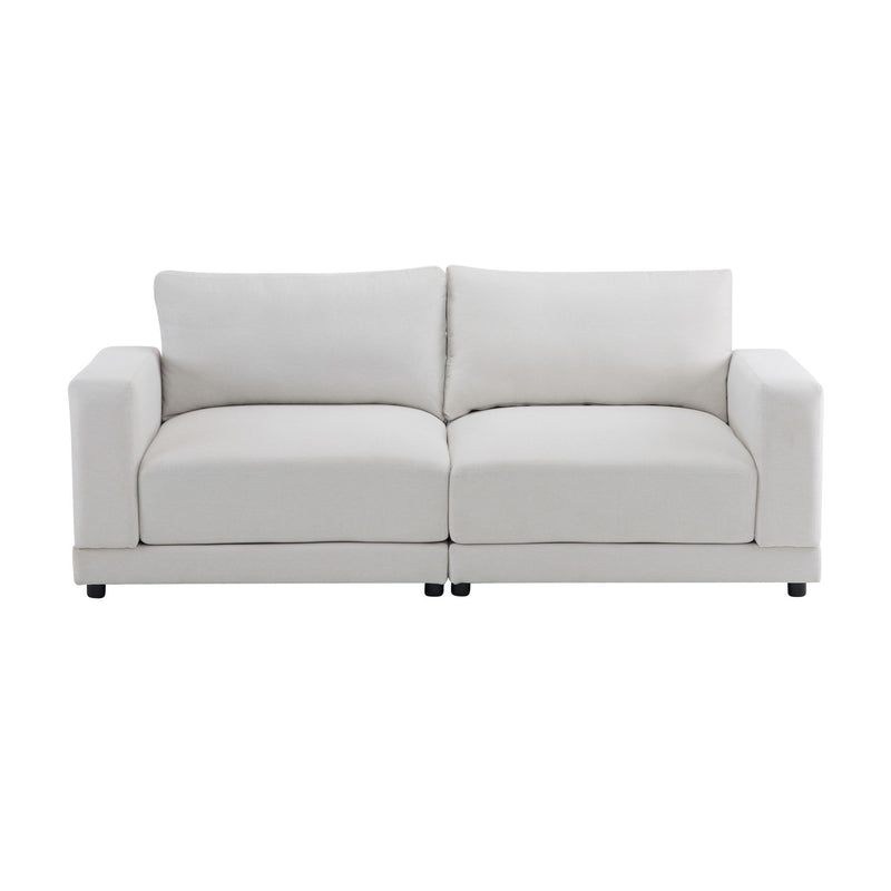 Modern Square Arm Sofa With Soft Fabric Upholstery, Deep Cushions - R&R Furniture Gallery (Fountain Valley, CA)