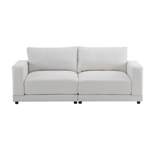 Modern Square Arm Sofa With Soft Fabric Upholstery, Deep Cushions - R&R Furniture Gallery (Fountain Valley, CA)