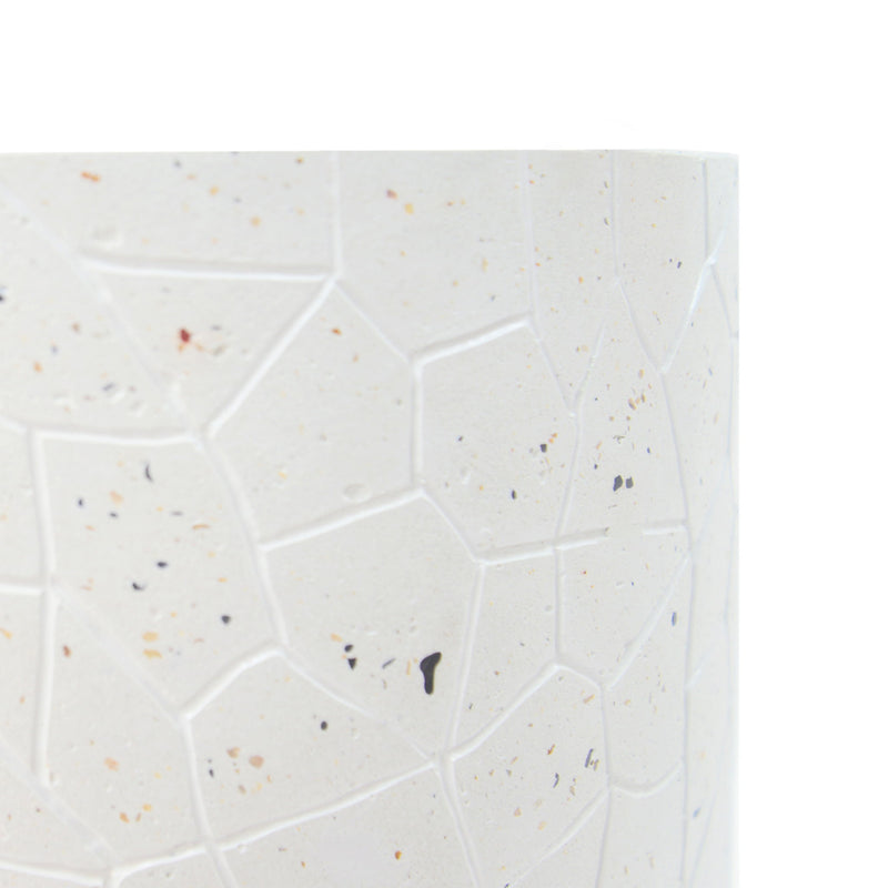 Outdoor Terrazzo Concrete Drum End Table, Living Room Accent Table - White Terrazzo - R&R Furniture Gallery (Fountain Valley, CA)