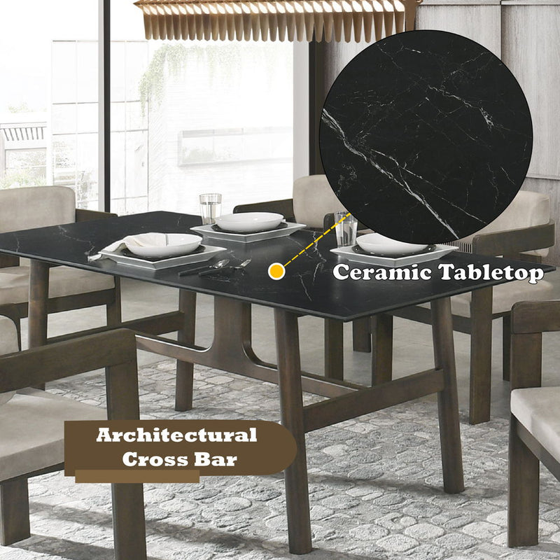 Destin - Dining Table - Sintered Stone & Walnut - R&R Furniture Gallery (Fountain Valley, CA)