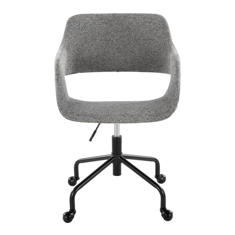 Lumi Source Margarite contemporary adjustable office chair with black upholstery and chrome base, ideal for modern desk work.