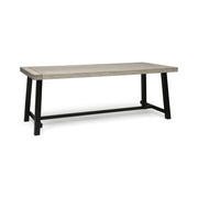 Noble House Equilibrium outdoor dining table with wooden frame and slat top, perfect for patio or backyard dining spaces.