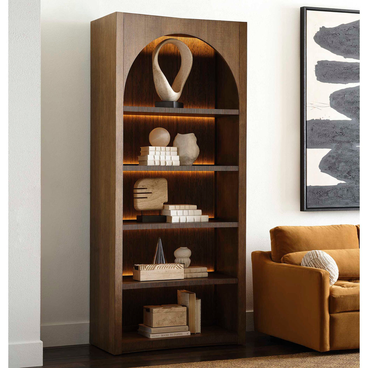 High Light - Lighted Bookcase - Woodtone