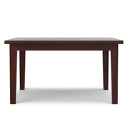Eastwood Square Dining Table in Java Brown by Simpli-Home, showcasing its wooden surface and sturdy legs.