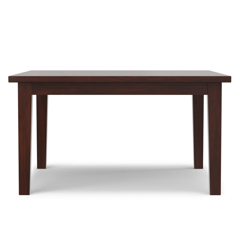 Eastwood Square Dining Table in Java Brown by Simpli-Home, showcasing its wooden surface and sturdy legs.