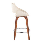 Set of two Lumi Source Fabrico mid-century modern counter stools with round footrests, fixed height, and sleek design.