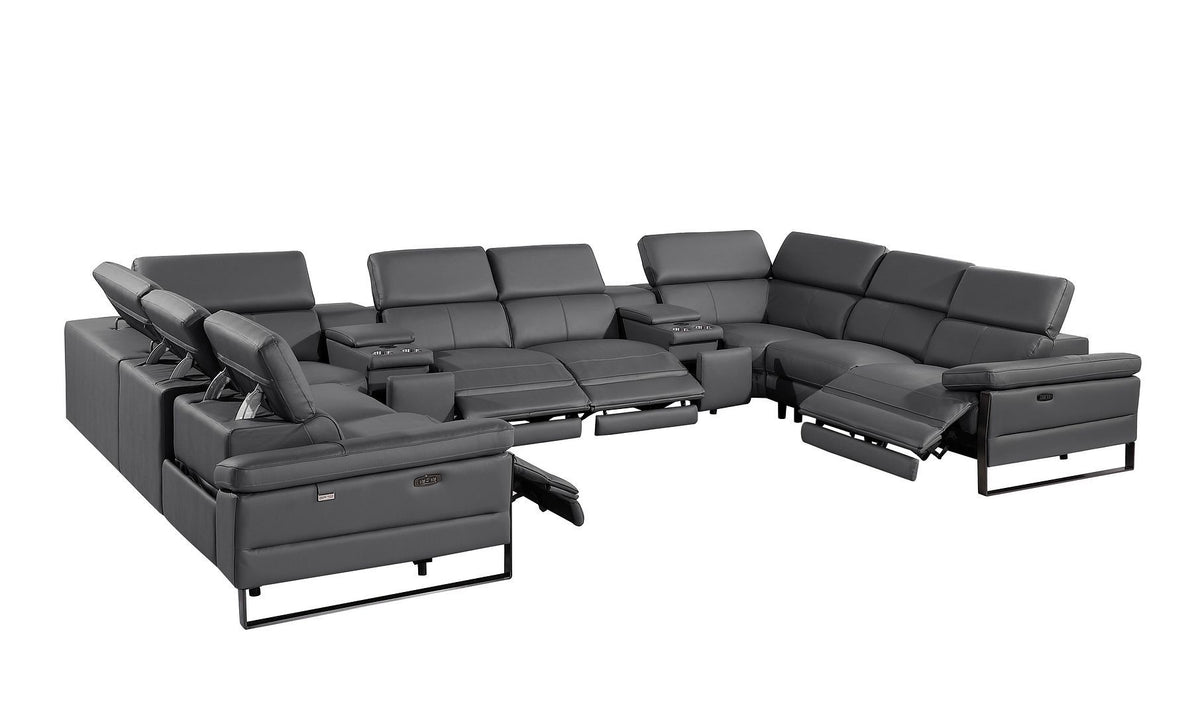 1246 - 10-Piece U-Shaped Modular Power Reclining Sectional With 4 Power Recliners And Power Headrests