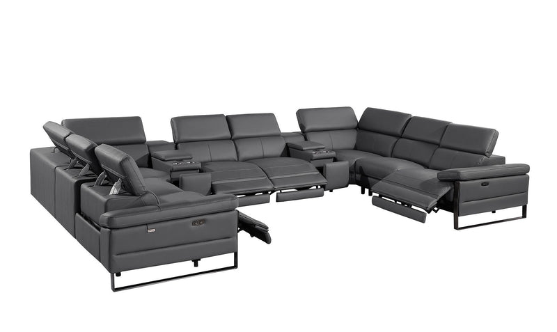 1246 - 10-Piece U-Shaped Modular Power Reclining Sectional With 4 Power Recliners And Power Headrests