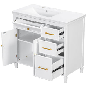 Bathroom Vanity With Sink Top, 3 Soft Closing Drawers