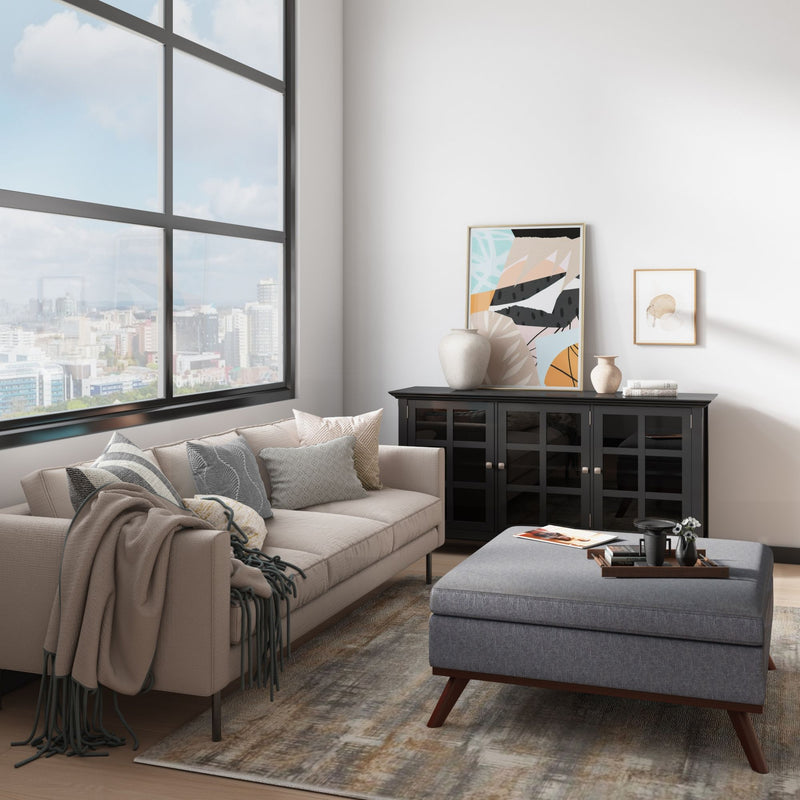 Owen - Square Coffee Table Storage Ottoman - Dark Gray