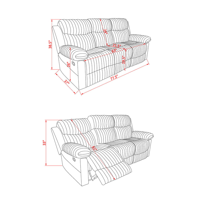 Brenda - Sofa With Manual Recline Function - R&R Furniture Gallery (Fountain Valley, CA)