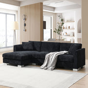 Luxe & Co. modern cloud-shaped L-shaped sectional sofa with oversized chaise, four seats, and two decorative pillows in a stylish living room.