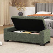 Noble House textured fabric ottoman bench with hinged lid, showcasing a soft, upholstered surface and sturdy wooden legs.
