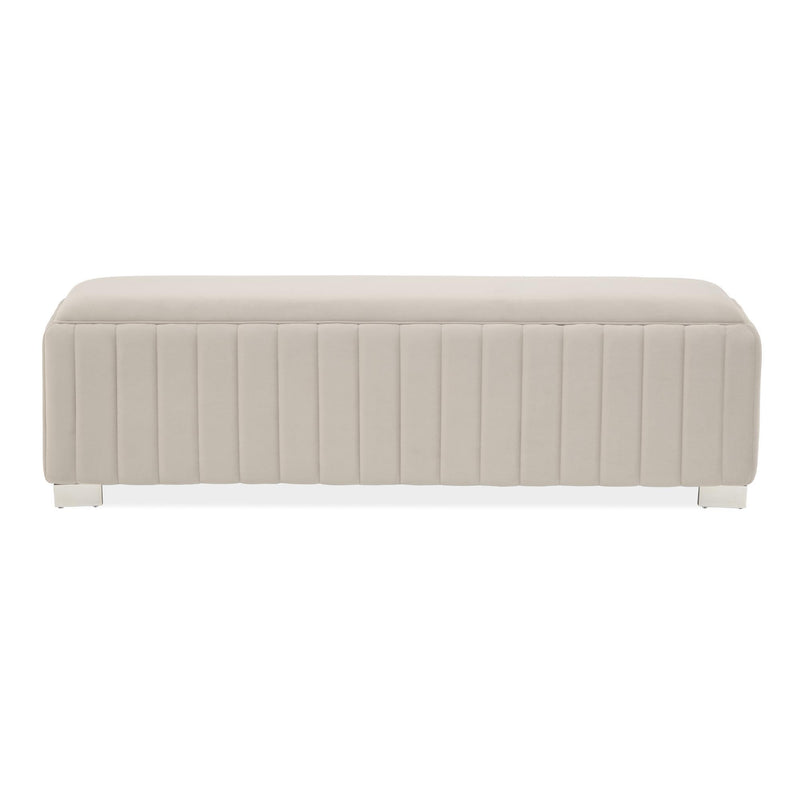 Signature Beds & Benches - Amaryllis Velvet Accent Bench - Taupe / Chrome - R&R Furniture Gallery (Fountain Valley, CA)