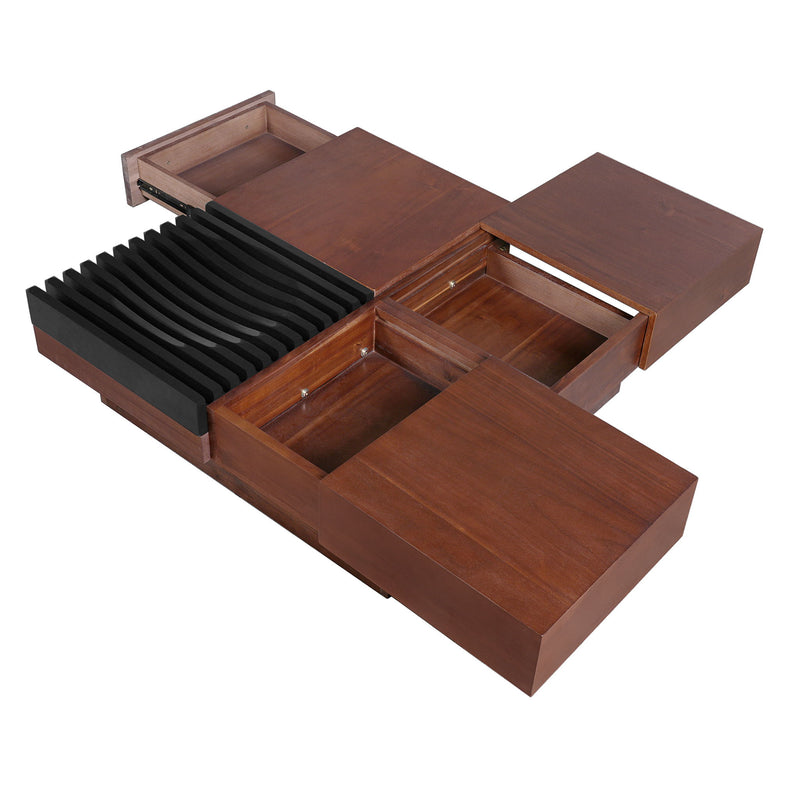 Italian Retro Inspired Acacia Wood Storage Coffee Table - Brown / Black - R&R Furniture Gallery (Fountain Valley, CA)
