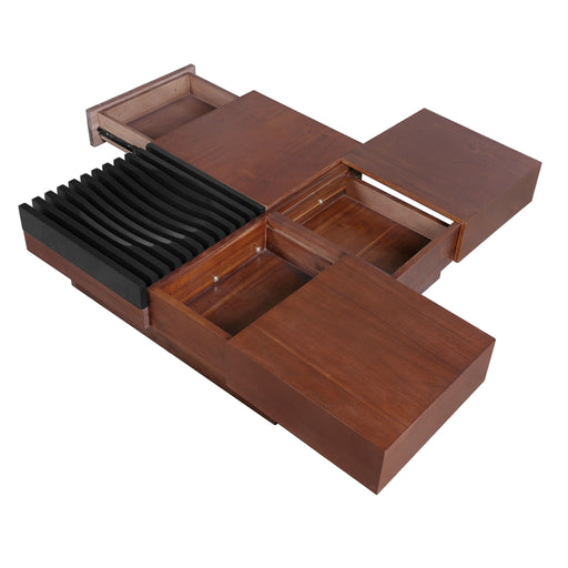 Italian Retro Inspired Acacia Wood Storage Coffee Table - Brown / Black - R&R Furniture Gallery (Fountain Valley, CA)
