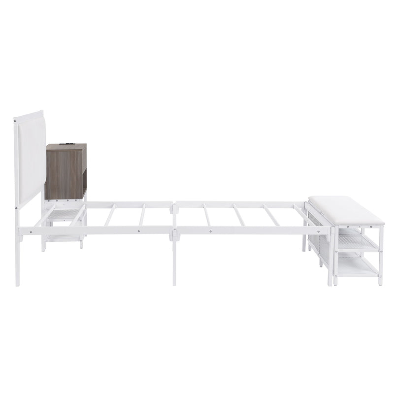 Platform Bed With 2 Tier Storage Shelves, Storage Cabinet - R&R Furniture Gallery (Fountain Valley, CA)