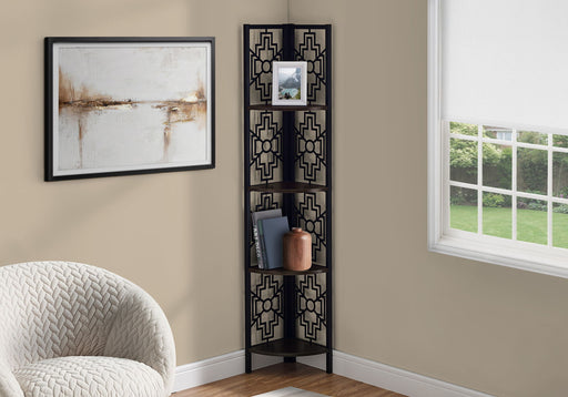 Bookshelf, Bookcase, Etagere, 4 Tier Corner, For Office, Transitional - R&R Furniture Gallery (Fountain Valley, CA)