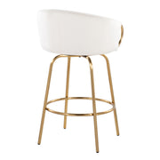 Pair of Lumi Source Claire contemporary and glam counter stools with sleek design and upholstered seats, set of two.