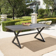 Outdoor aluminum dining table with steel frame by Noble House, featuring a sleek, modern design for outdoor patio dining.