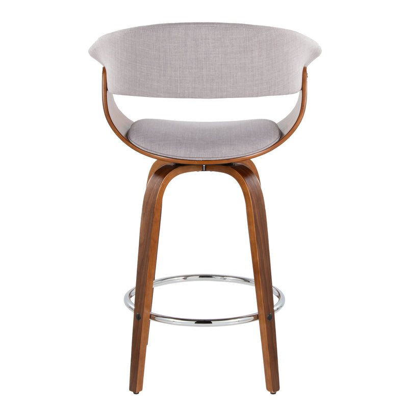 Set of two Lumi Source vintage mod mid-century modern fixed height counter stools with swivel and round footrest.